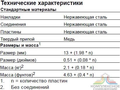 Технические характеристики и габаритные размеры паяного теплообменника Alfa Laval CB62